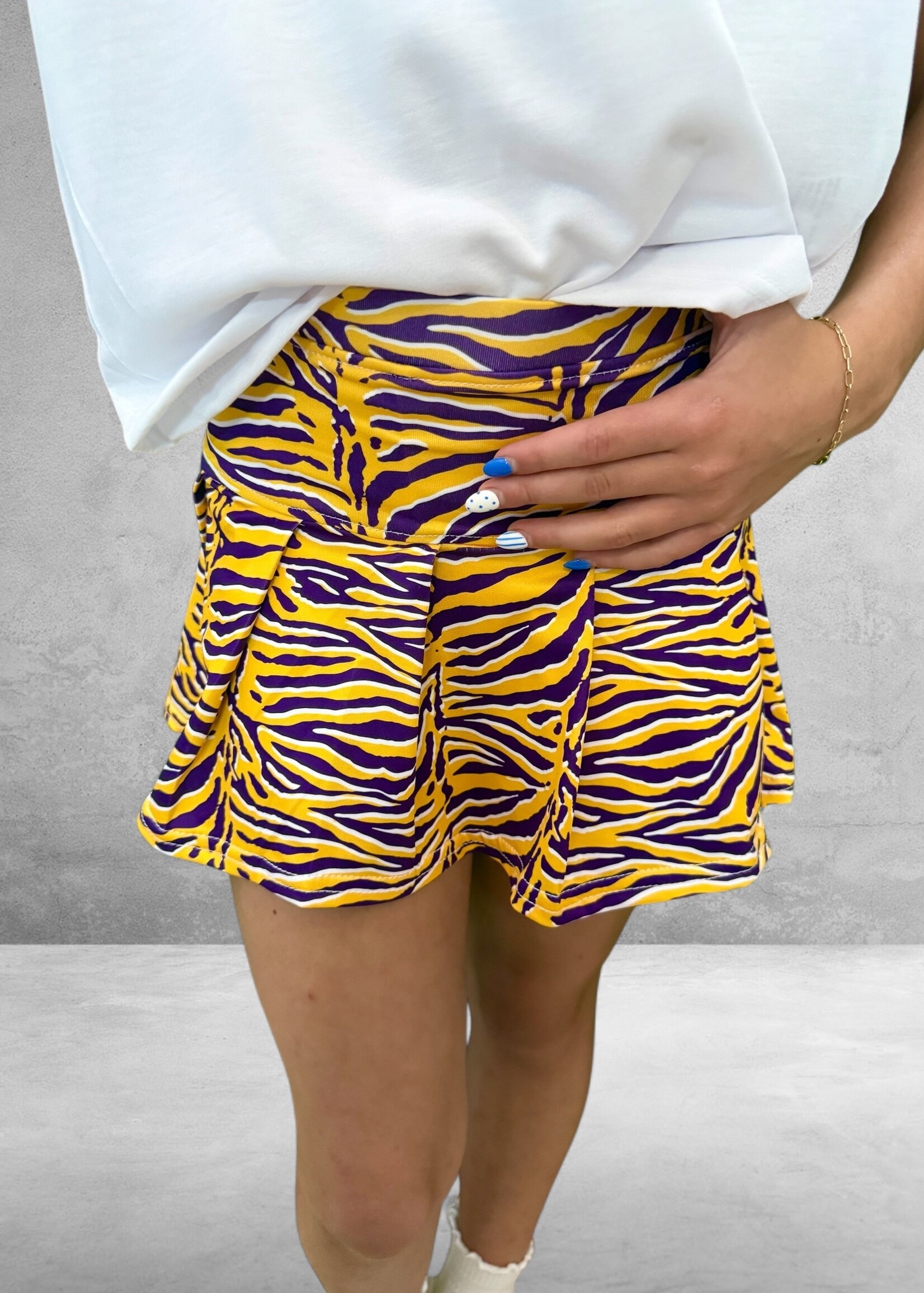 Bloom and Company Youth Purple & Yellow Tiger Stripe Tennis Skort