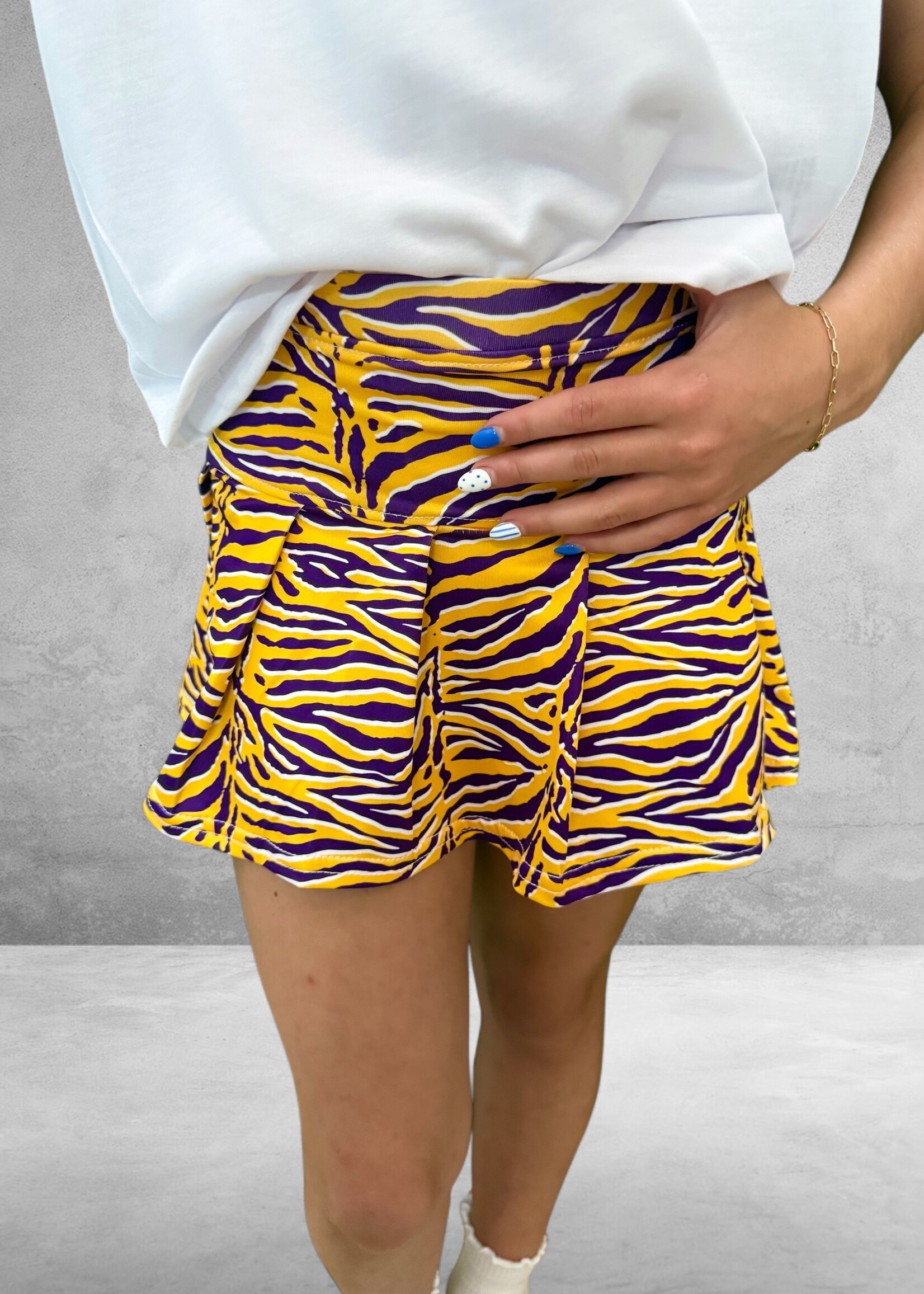 Bloom and Company Youth Purple & Yellow Tiger Stripe Tennis Skort