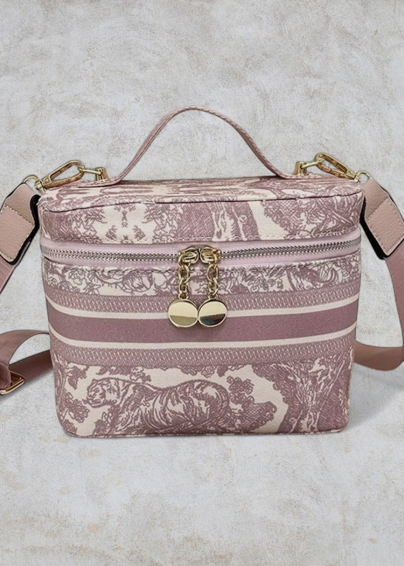 Bloom and Company Pink New Vintage Embroidered Portable Cosmetic Bag