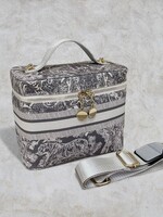 Bloom and Company Grey New Vintage Embroidered Portable Cosmetic Bag