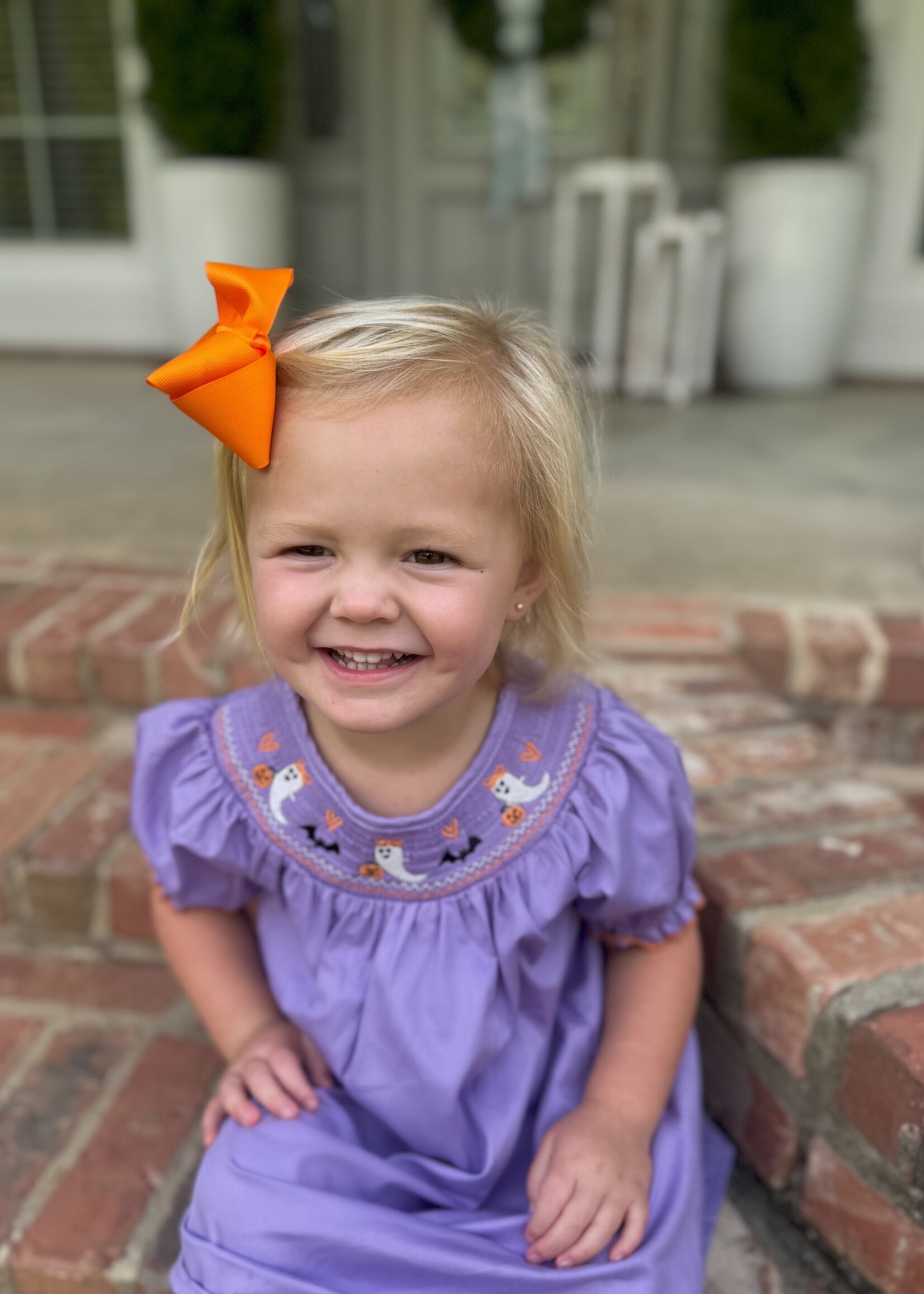 Bloom and Company Purple Halloween Smock Embroidery Baby Girl Dress