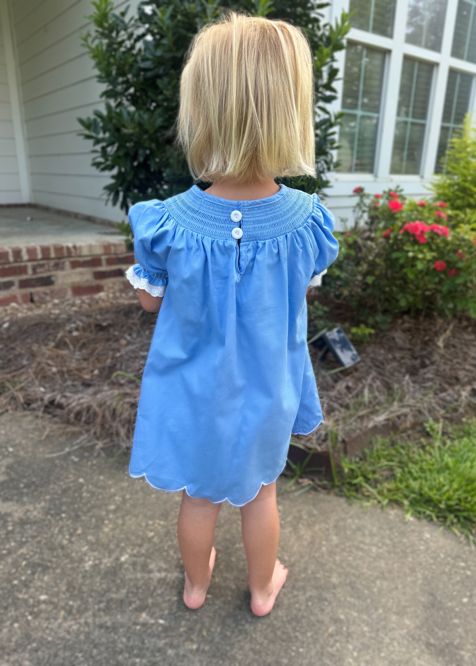 Bloom and Company Blue Fall Thanksgiving & Pumpkin Baby Girl Dress