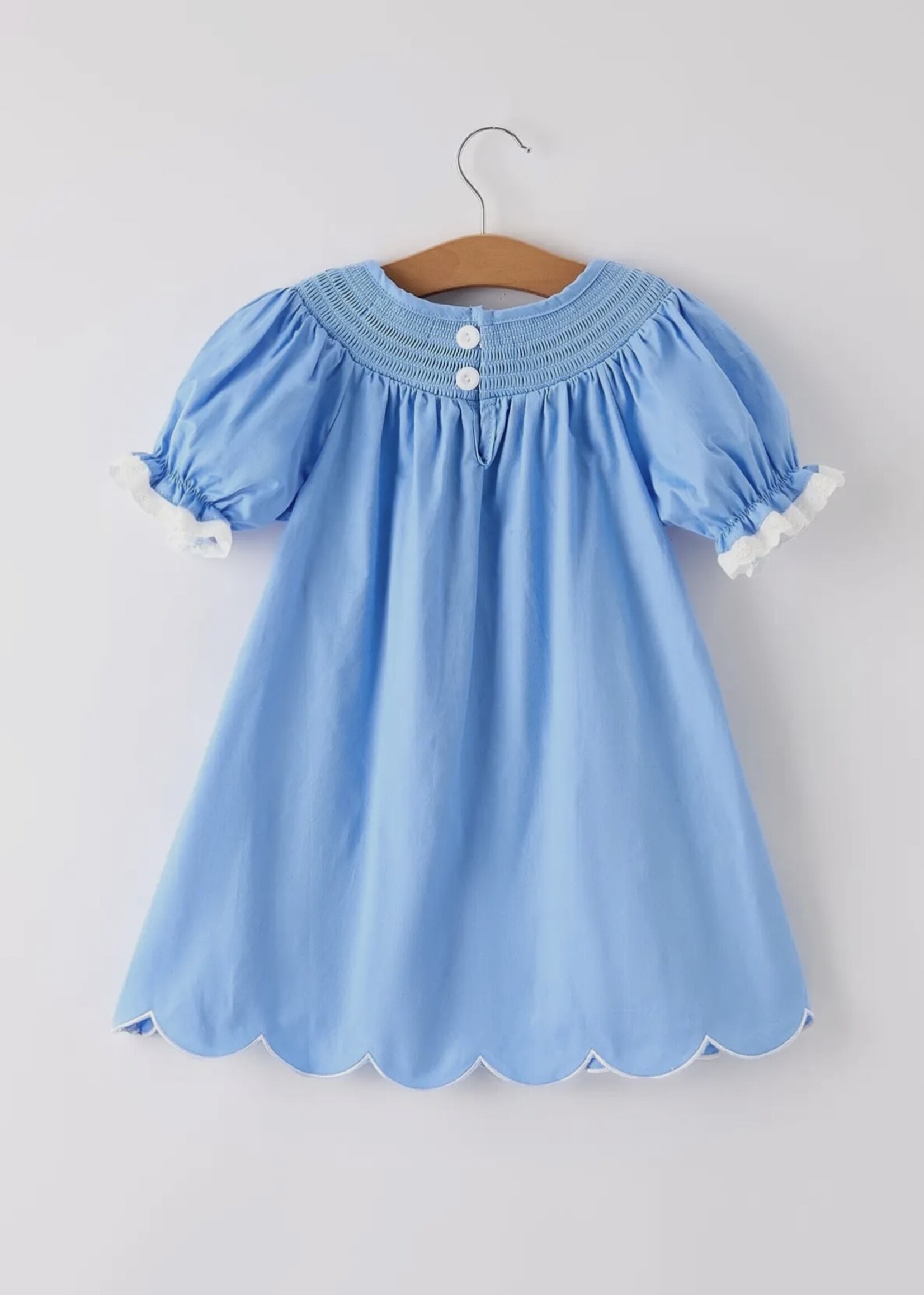 Bloom and Company Blue Fall Thanksgiving & Pumpkin Baby Girl Dress