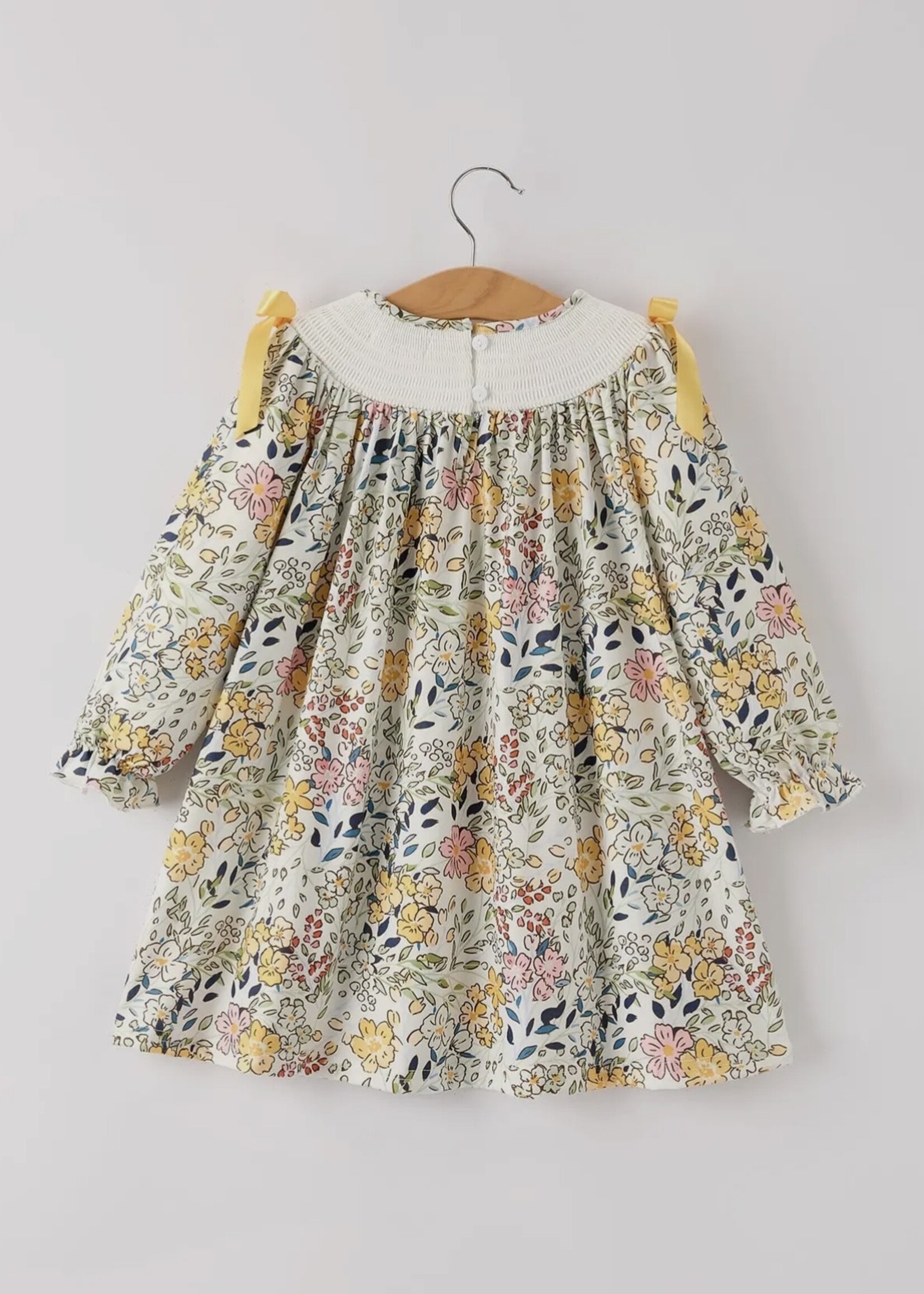 Bloom and Company Fall Embroidery Smocking Bow Floral Leaf  Baby Girls Dress