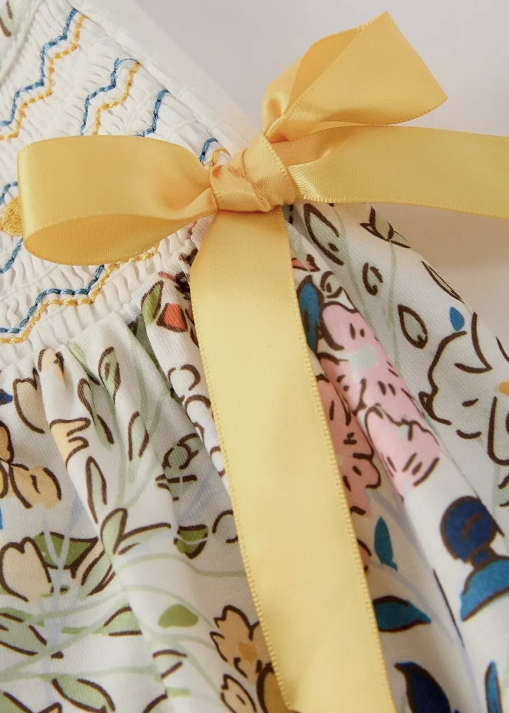 Bloom and Company Fall Embroidery Smocking Bow Floral Leaf  Baby Girls Dress