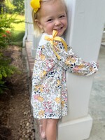 Bloom and Company Fall Embroidery Smocking Bow Floral Leaf  Baby Girls Dress