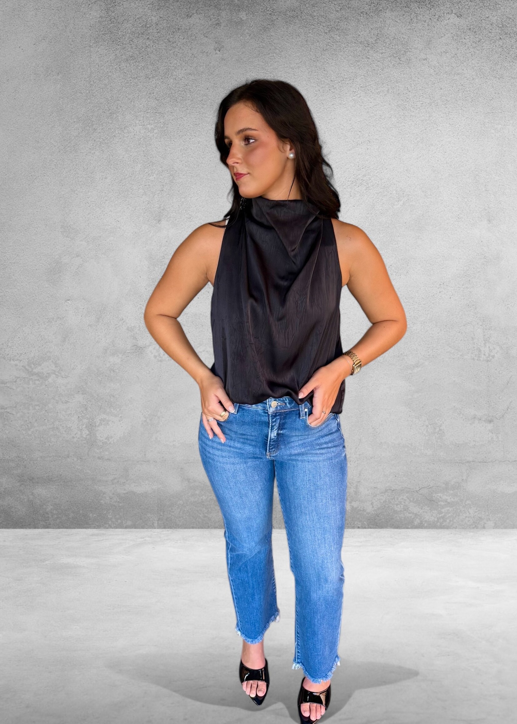 Bloom and Company Black Sleeveless Cowl Neck Top
