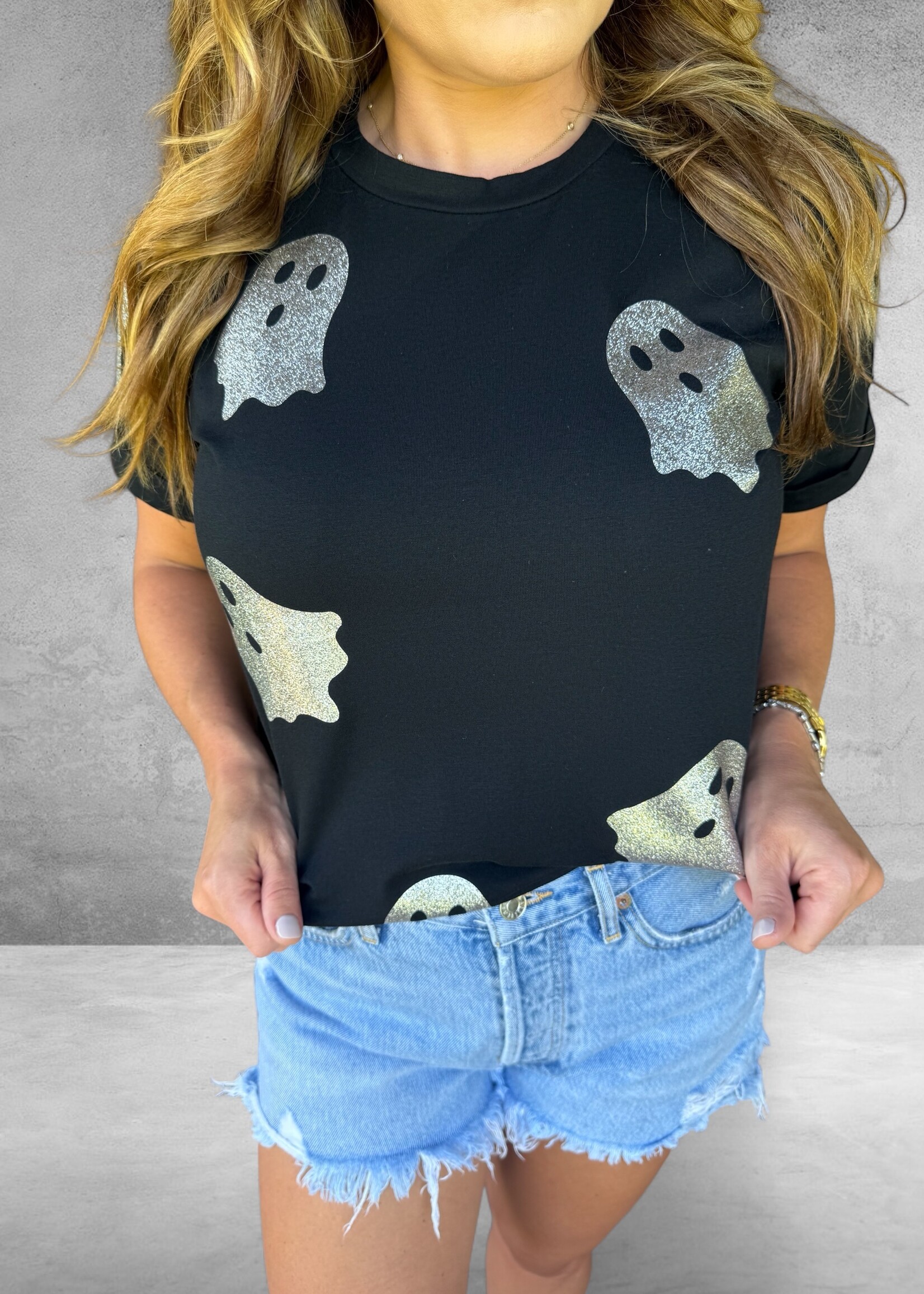 Bloom and Company Glitter Ghost Halloween Graphic T-Shirt