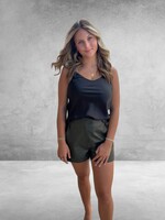 Bloom and Company Green Crocodile Faux Leather High-Waisted Shorts