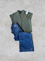 Bloom and Company Green Soft Matte Drop Shoulder Blouse