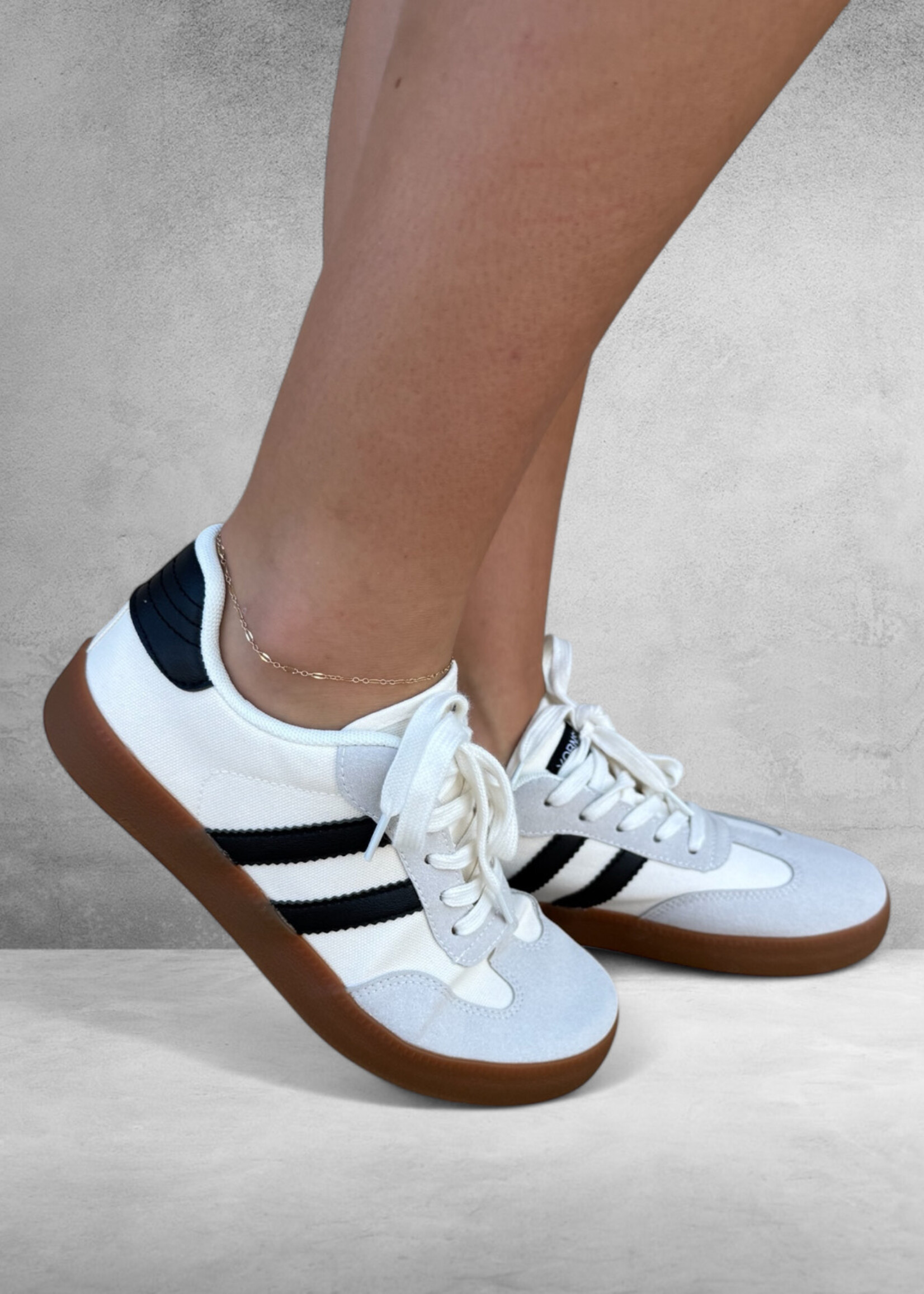 Bloom and Company Striped Lace Up Flat Sneaker