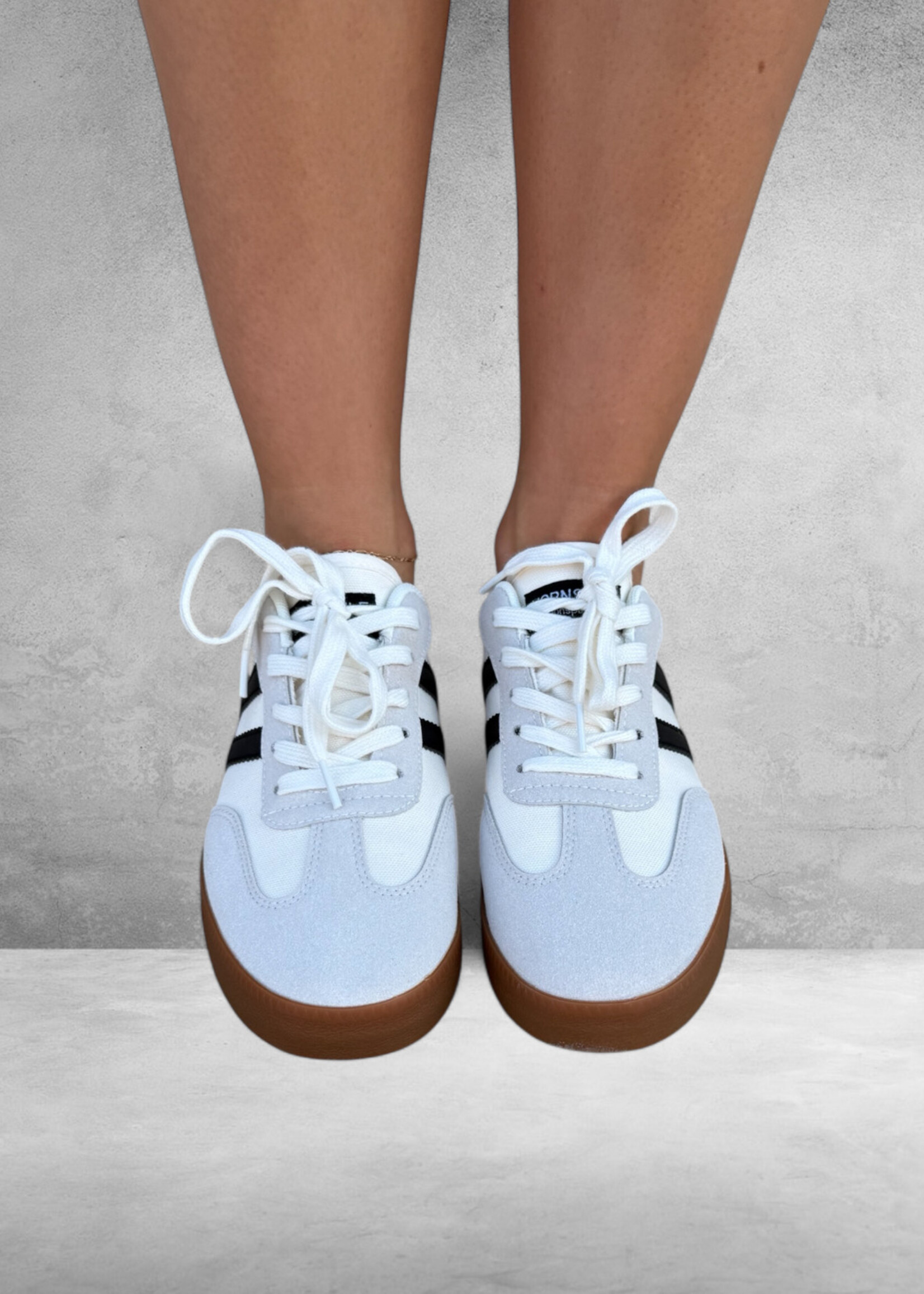 Bloom and Company Striped Lace Up Flat Sneaker