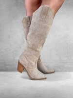 Bloom and Company Tan Suede Pointed Toe Boot