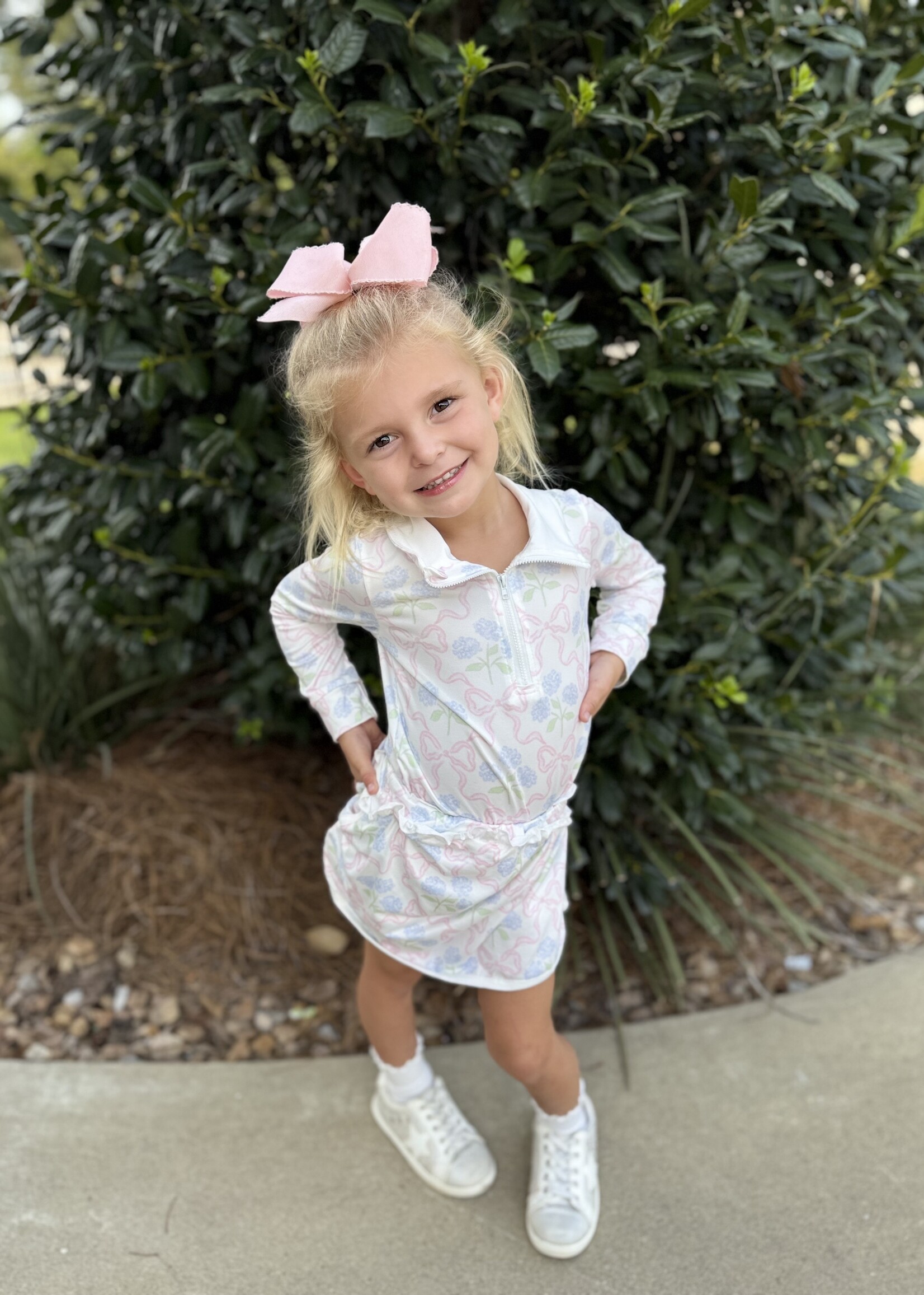 Bloom and Company Pink Bow Floral Pullover Skirt Set