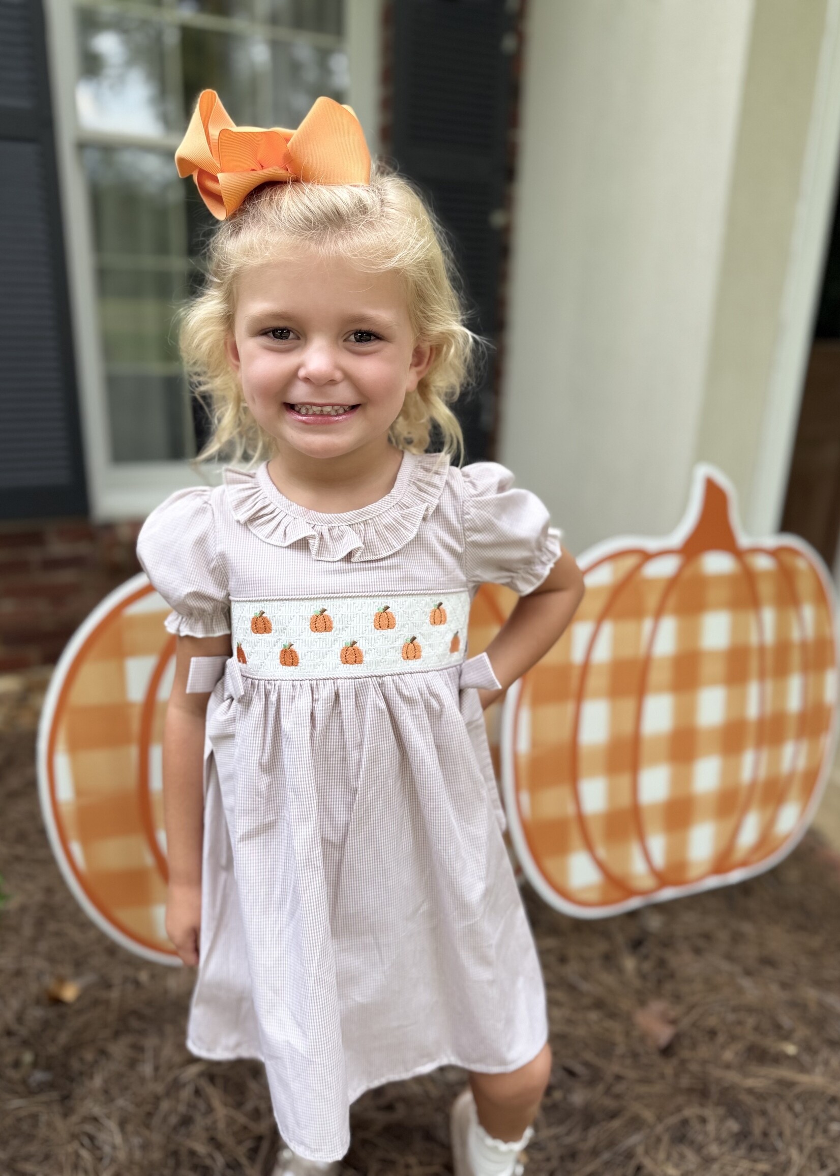Bloom and Company Plaid Halloween & Thanksgiving Pumpkin Girls Dress