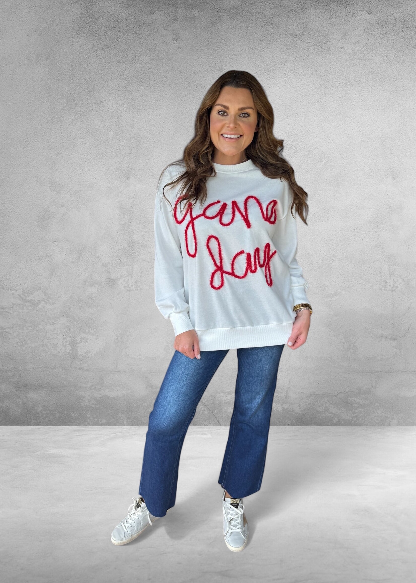 Bloom and Company Game Day Drop Shoulder Graphic Long Sleeve Top