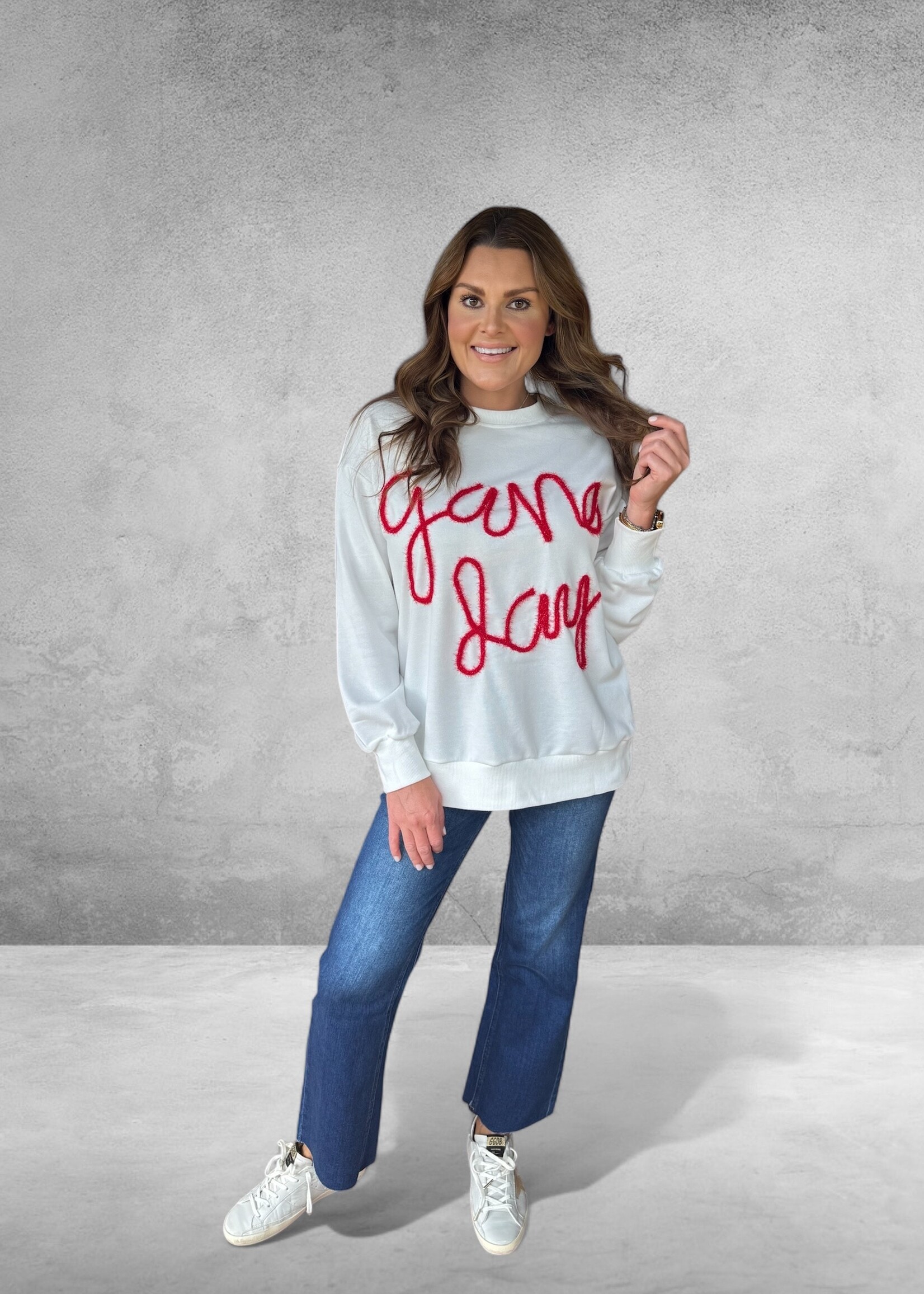 Bloom and Company Game Day Drop Shoulder Graphic Long Sleeve Top