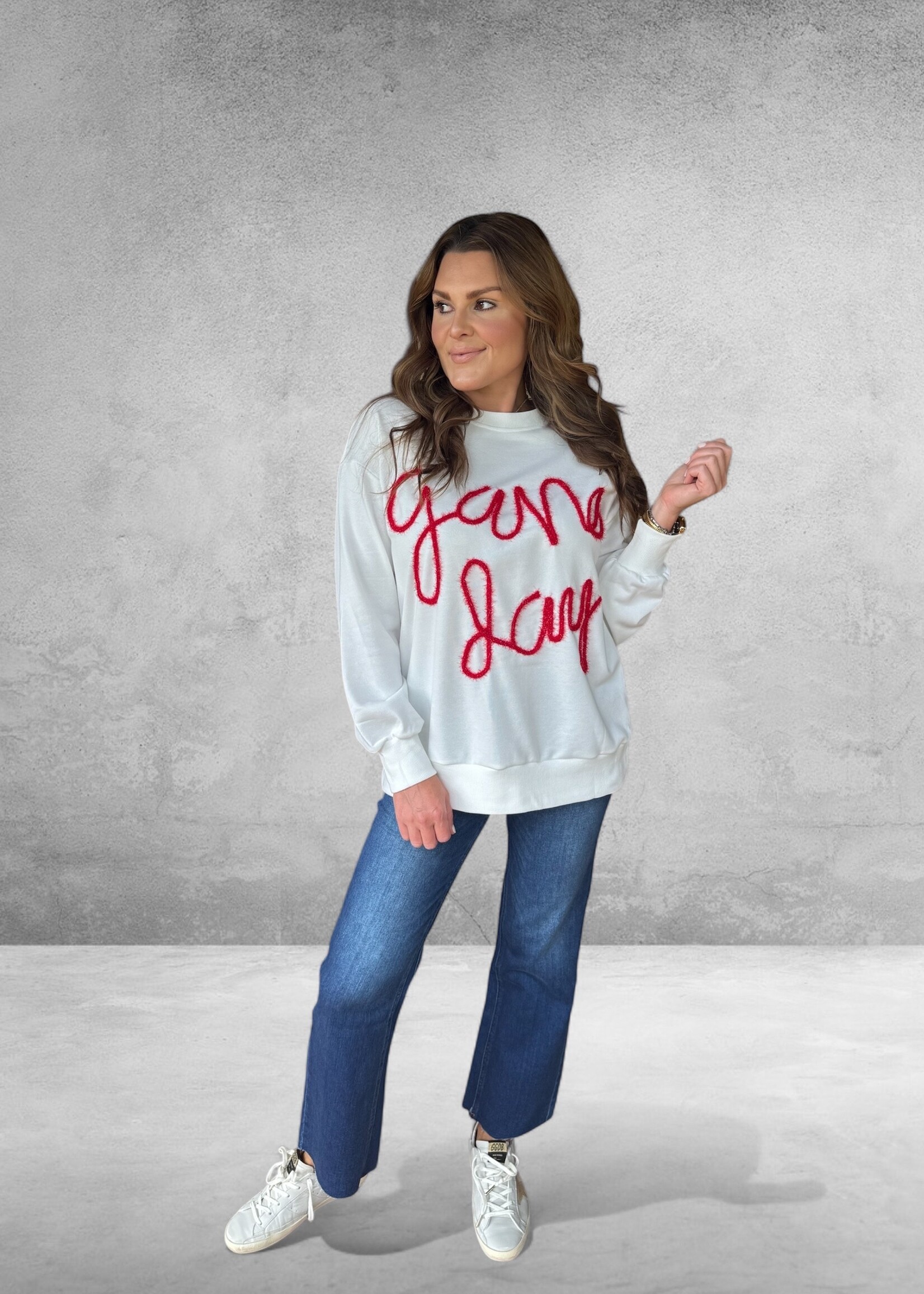 Bloom and Company Game Day Drop Shoulder Graphic Long Sleeve Top