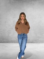 Bloom and Company Brown Fuzzy Cropped Quarter Zip