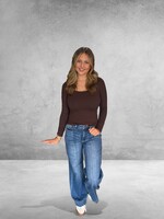 Bloom and Company Scoop Neck Long Sleeve Espresso