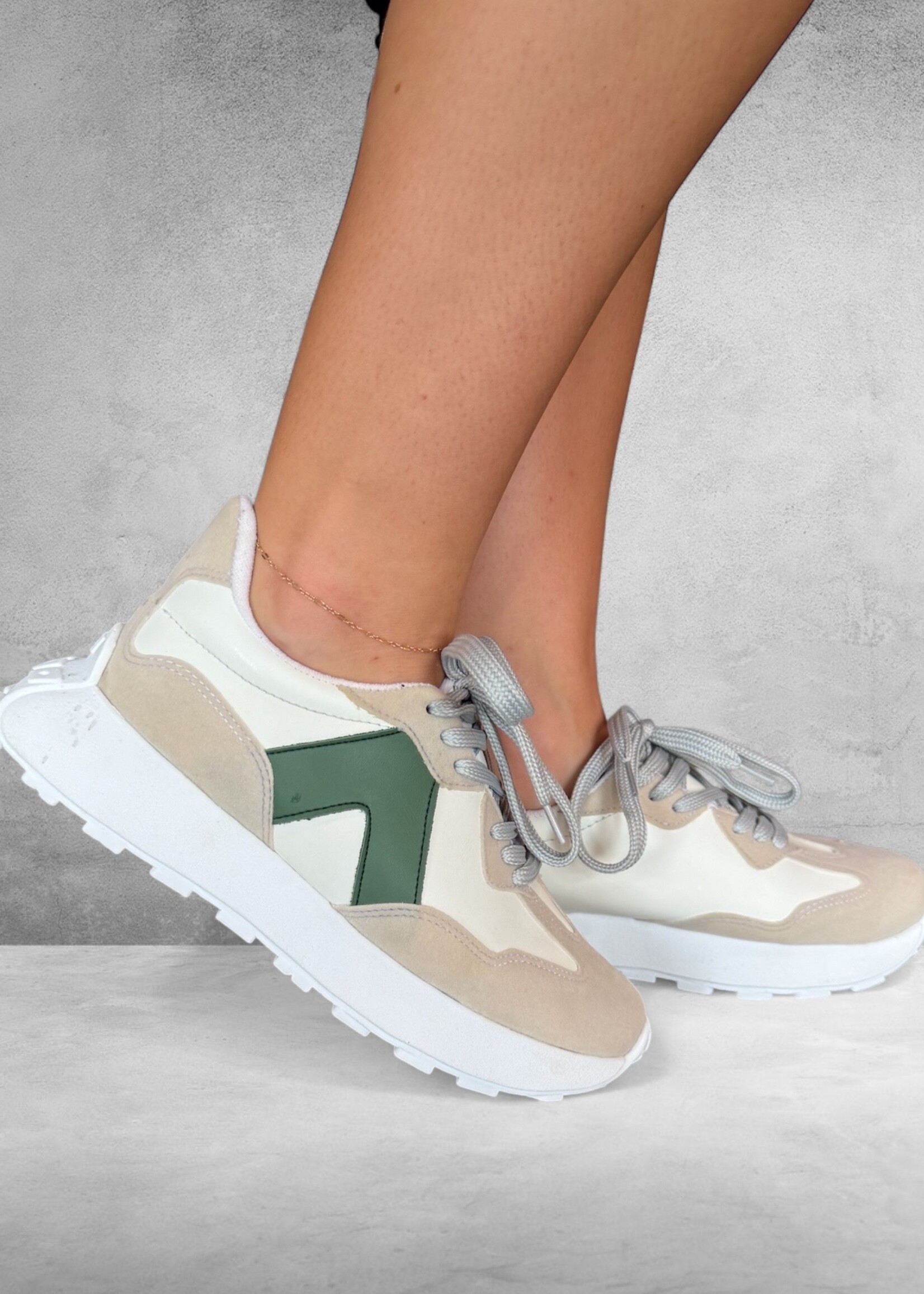 Bloom and Company Green Striped Sneakers