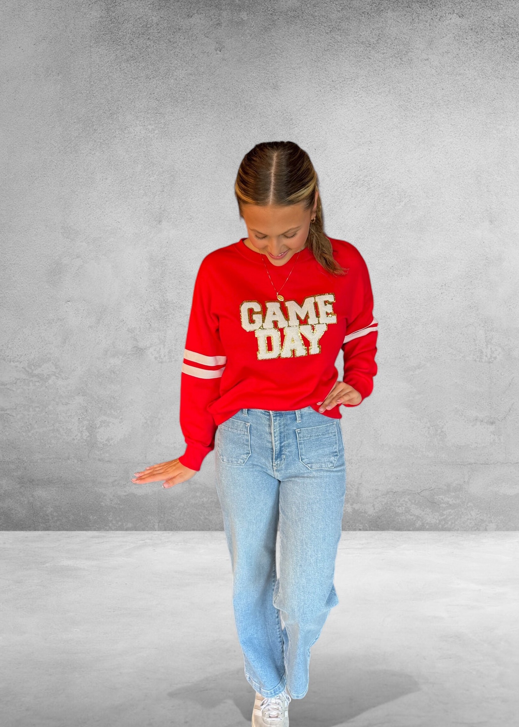 Bloom and Company Red Game Day Oversized Sweatshirt