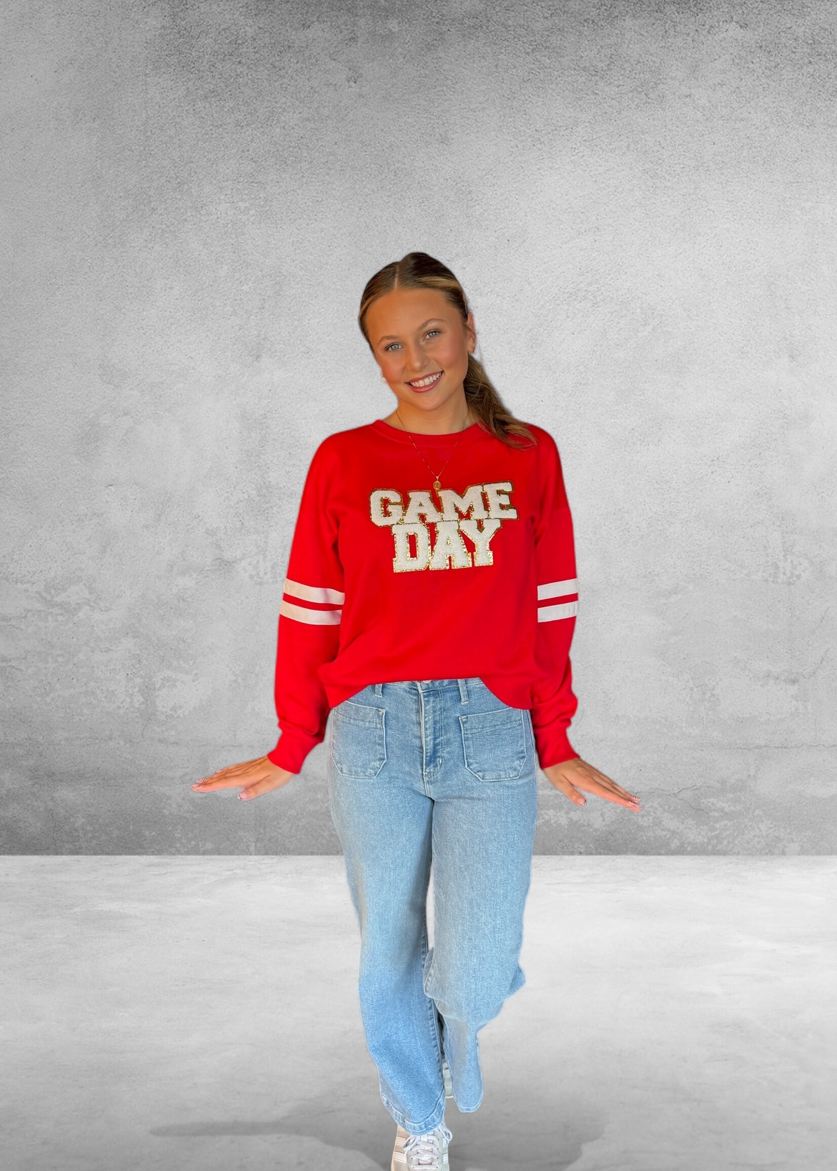 Bloom and Company Red Game Day Oversized Sweatshirt