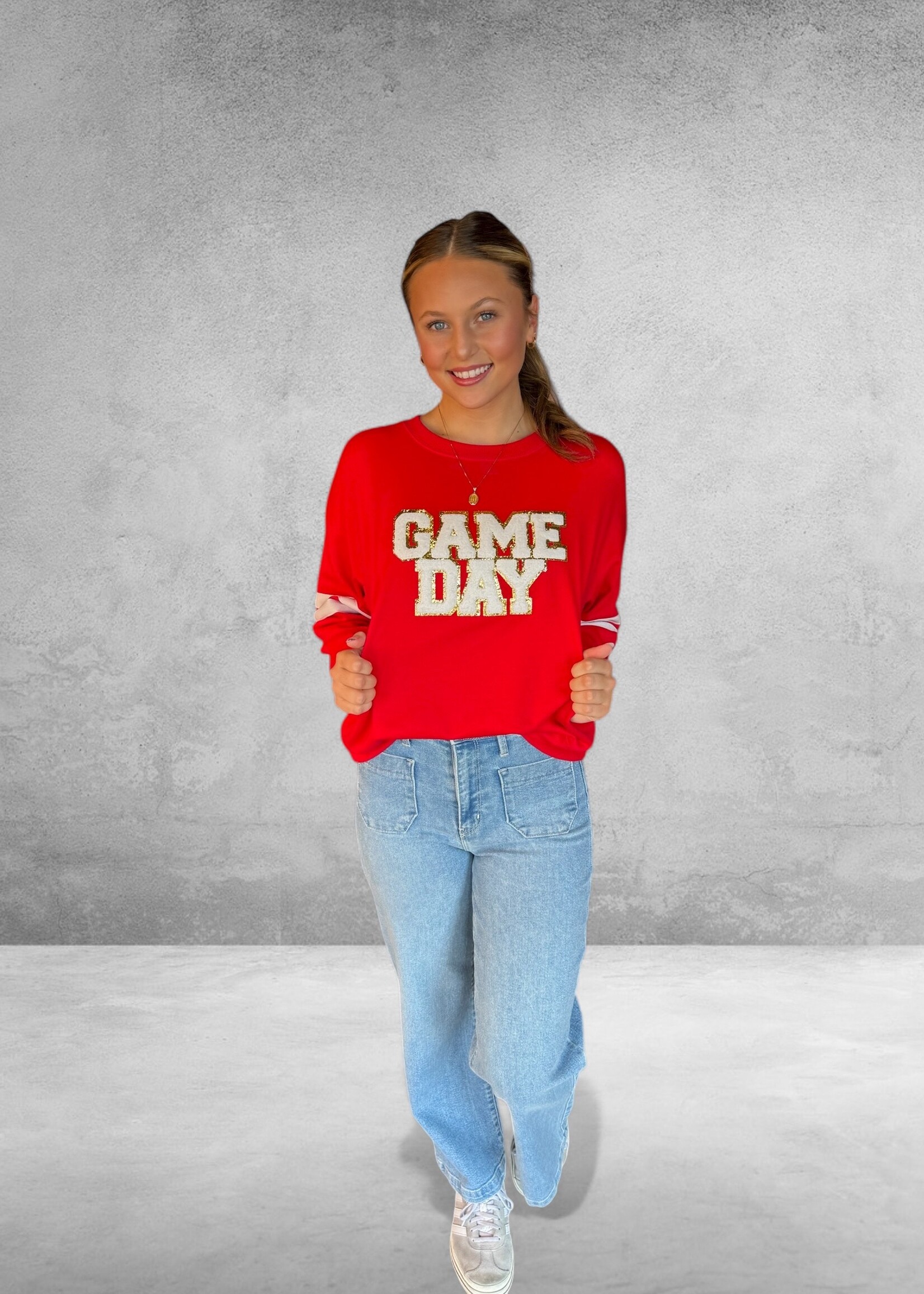 Bloom and Company Red Game Day Oversized Sweatshirt