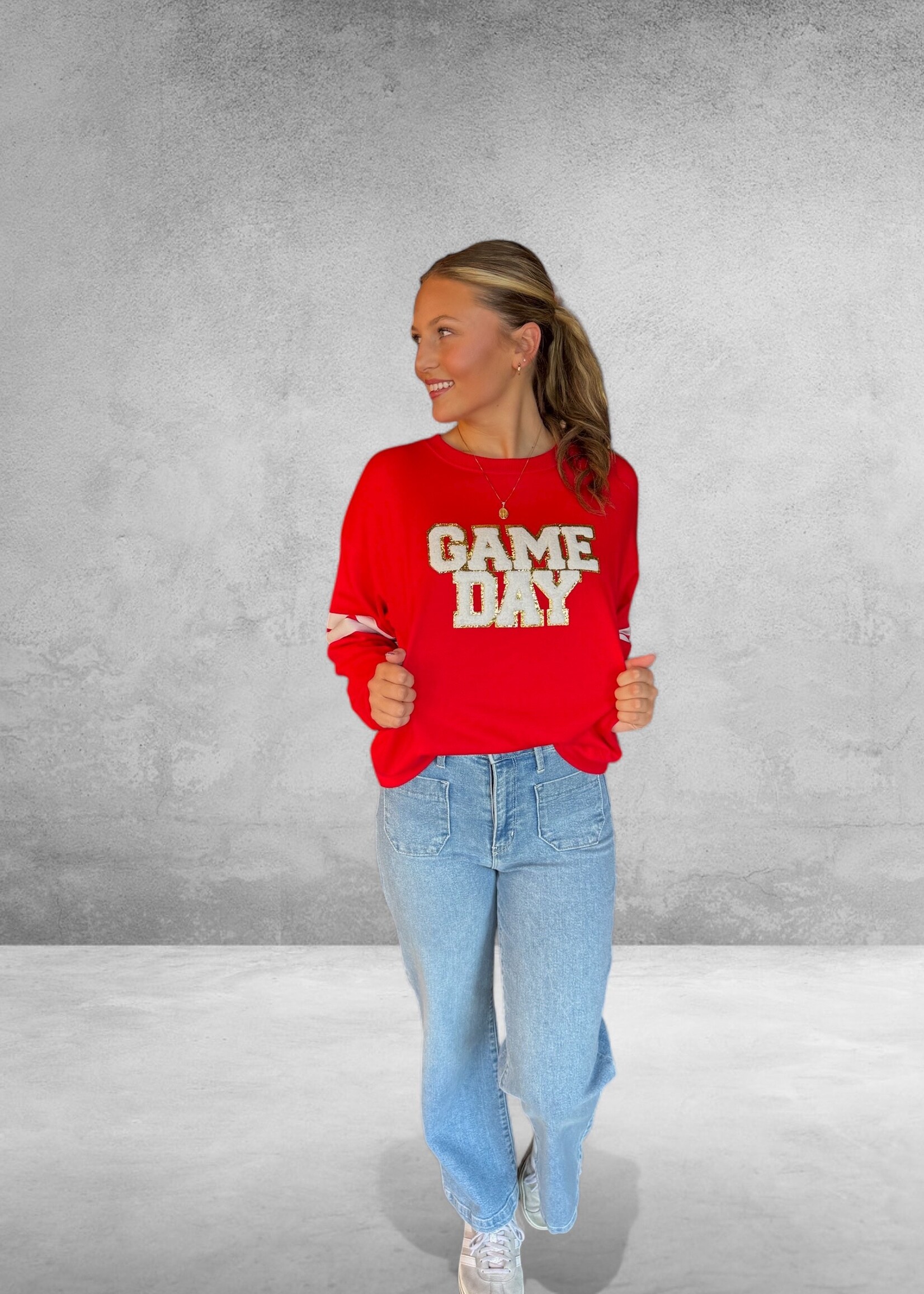 Bloom and Company Red Game Day Oversized Sweatshirt