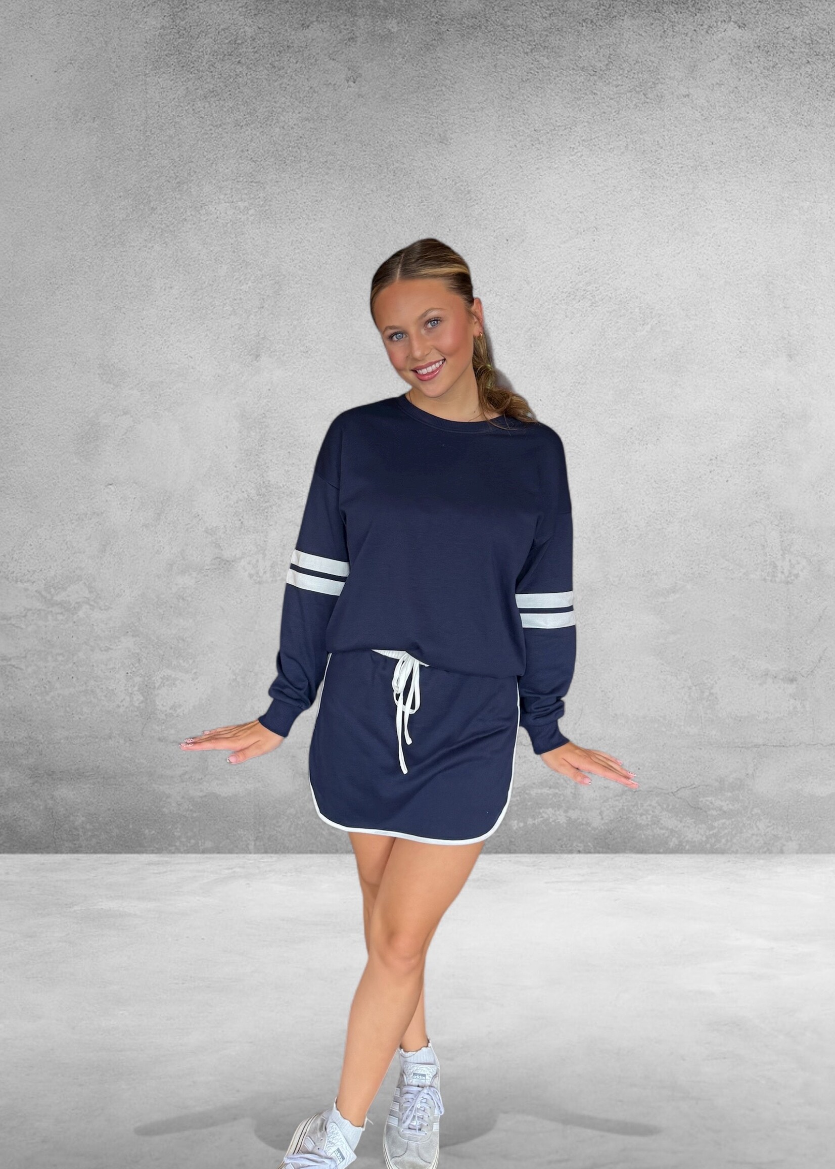 Bloom and Company Navy Pullover Mini Skirt Set