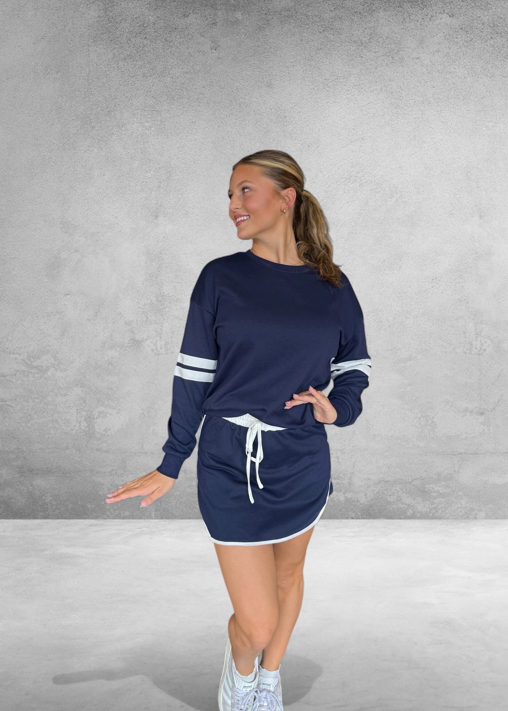Bloom and Company Navy Pullover Mini Skirt Set