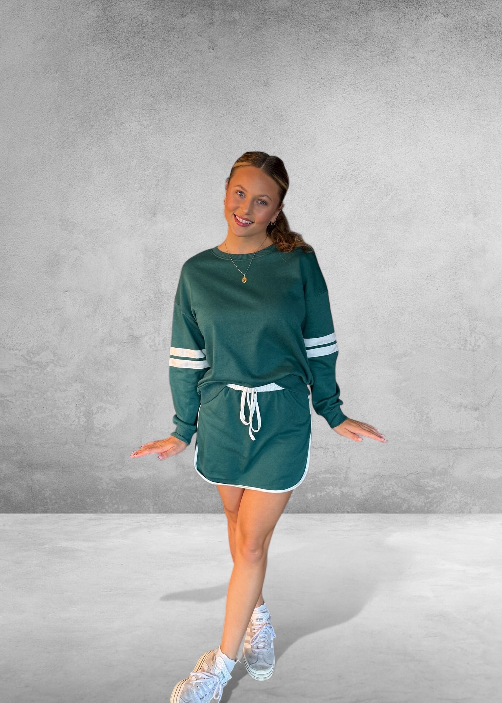 Bloom and Company Green Pullover Mini Skirt Set
