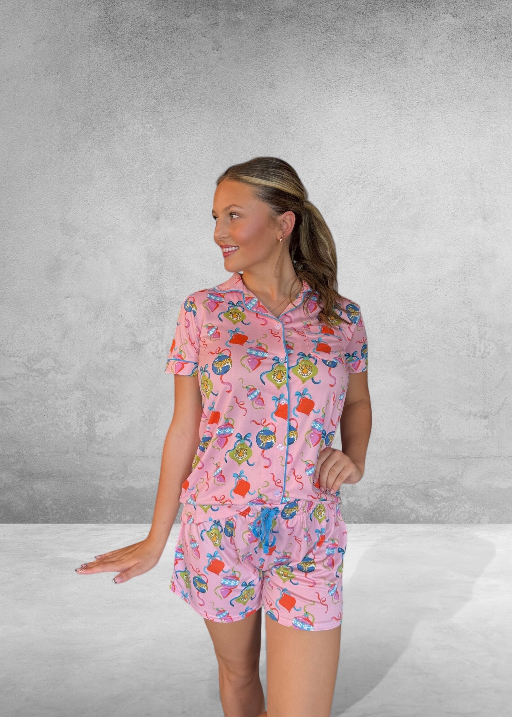 Bloom and Company Tinsel & Tiger Short Sleeve & Shorts PJ Set