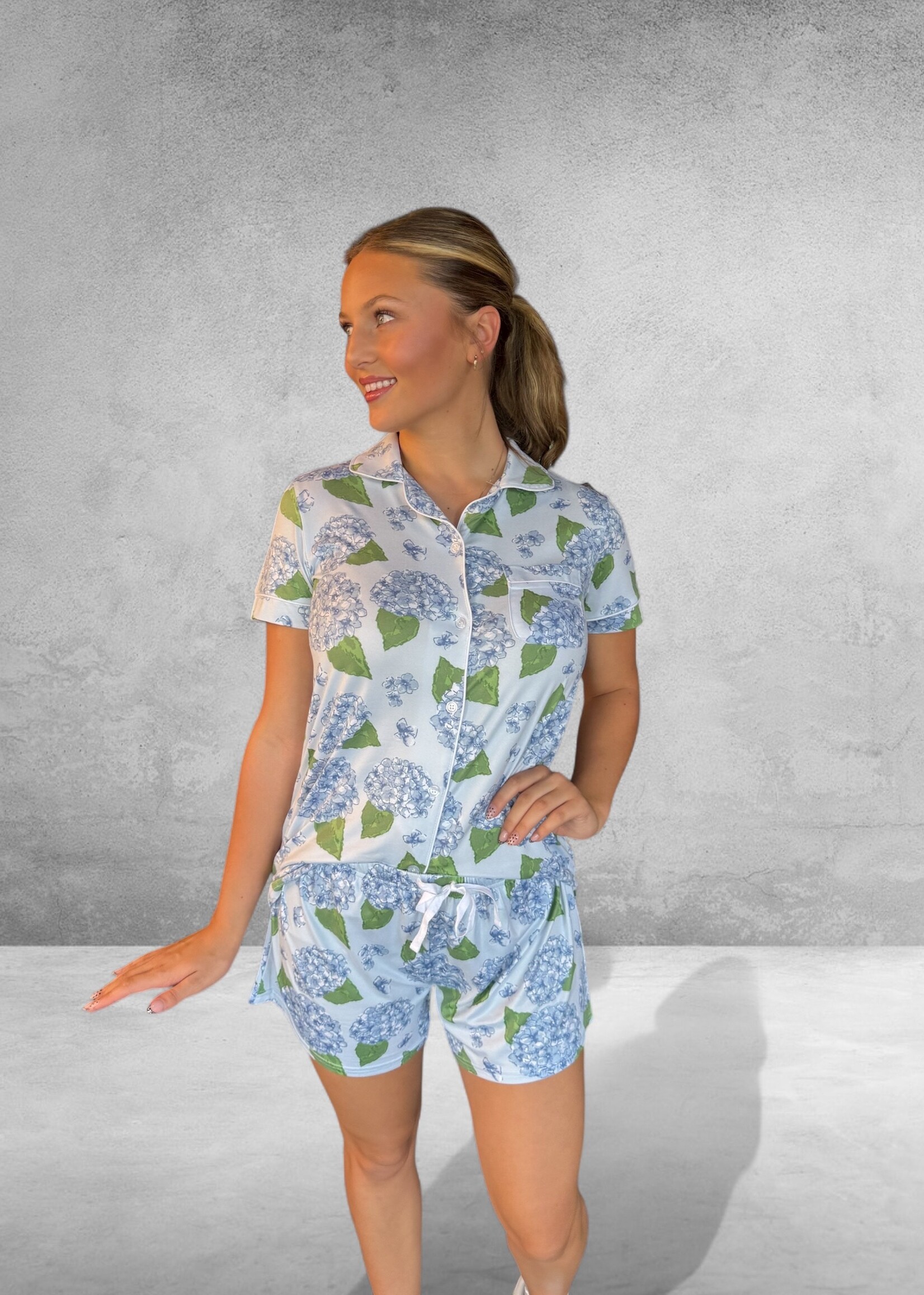 Bloom and Company Hydrangea Short Sleeve & Shorts PJ Set