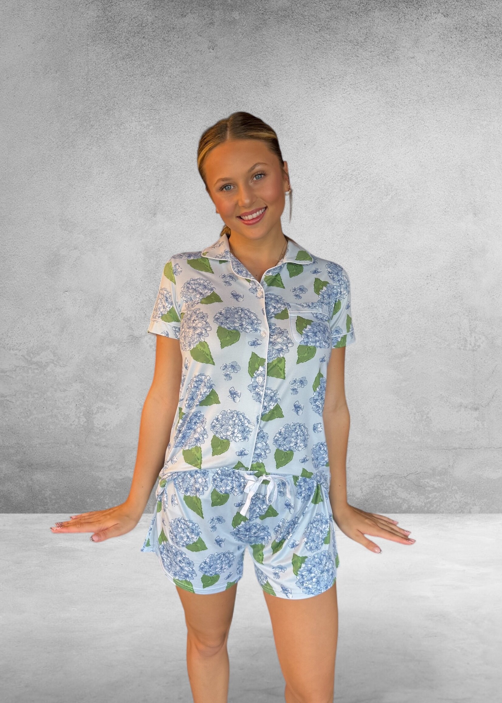 Bloom and Company Hydrangea Short Sleeve & Shorts PJ Set