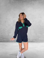 Bloom and Company Colorblock Half Button Pullover and Shorts Set Navy