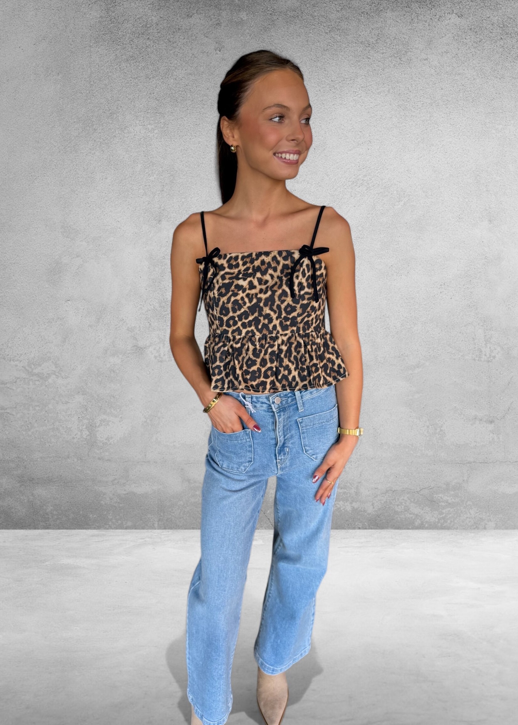 Bloom and Company Leopard Print Peplum Top
