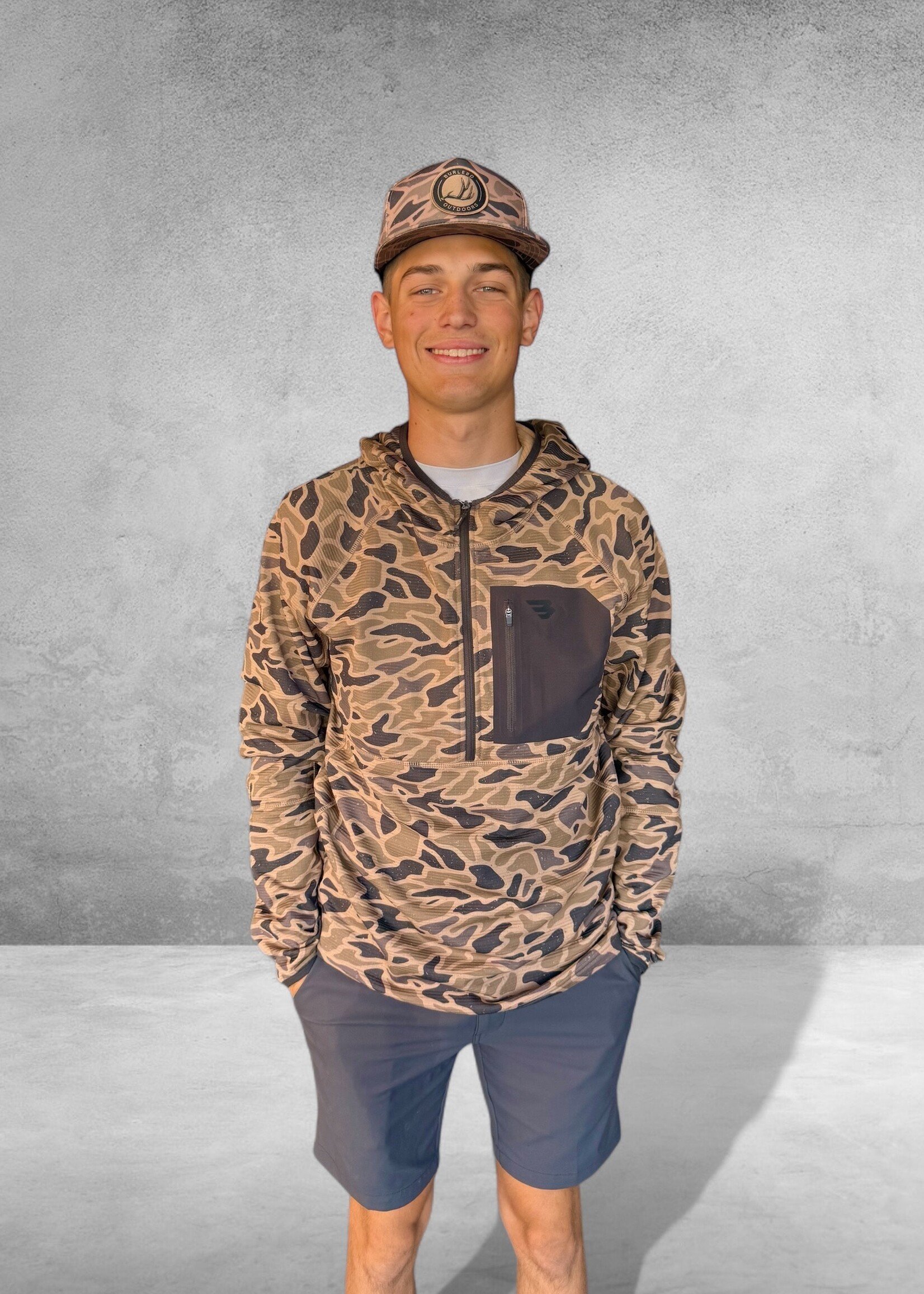 Bloom and Company Burlebo Blaze Tech Quarter Zip Gauge Camo