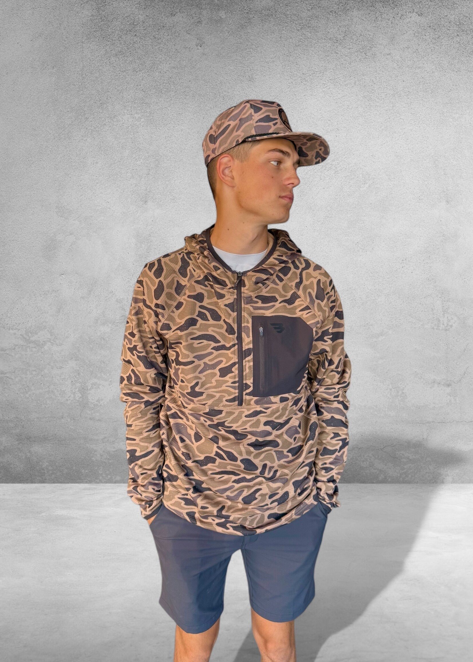 Bloom and Company Burlebo Blaze Tech Quarter Zip Gauge Camo
