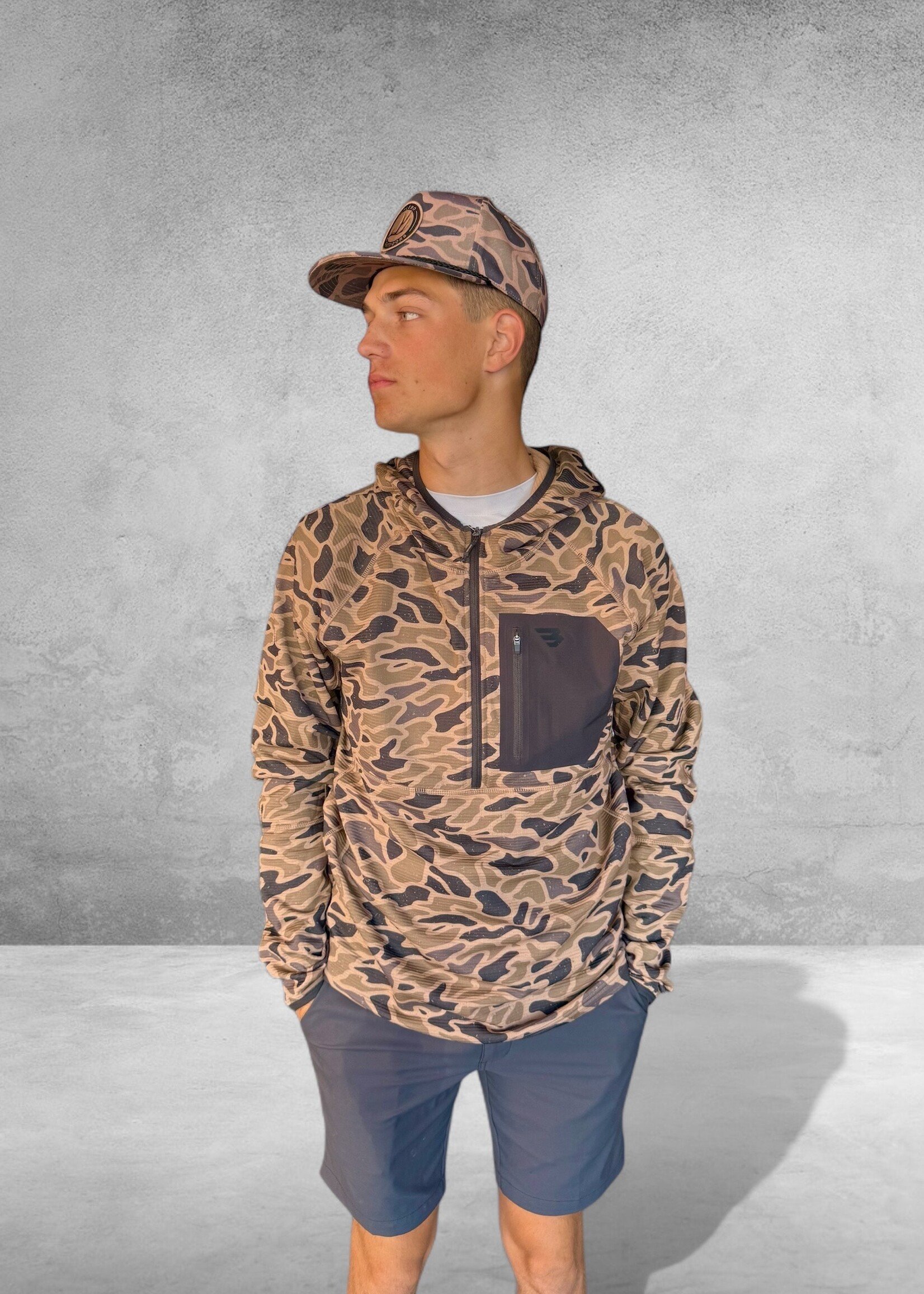 Bloom and Company Burlebo Blaze Tech Quarter Zip Gauge Camo