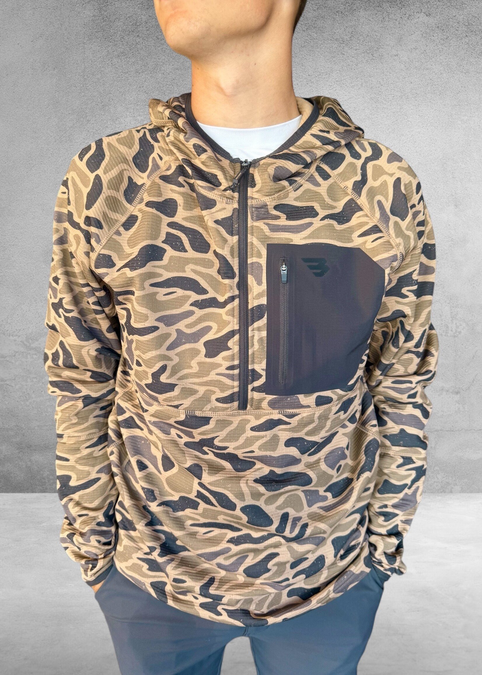Bloom and Company Burlebo Blaze Tech Quarter Zip Gauge Camo