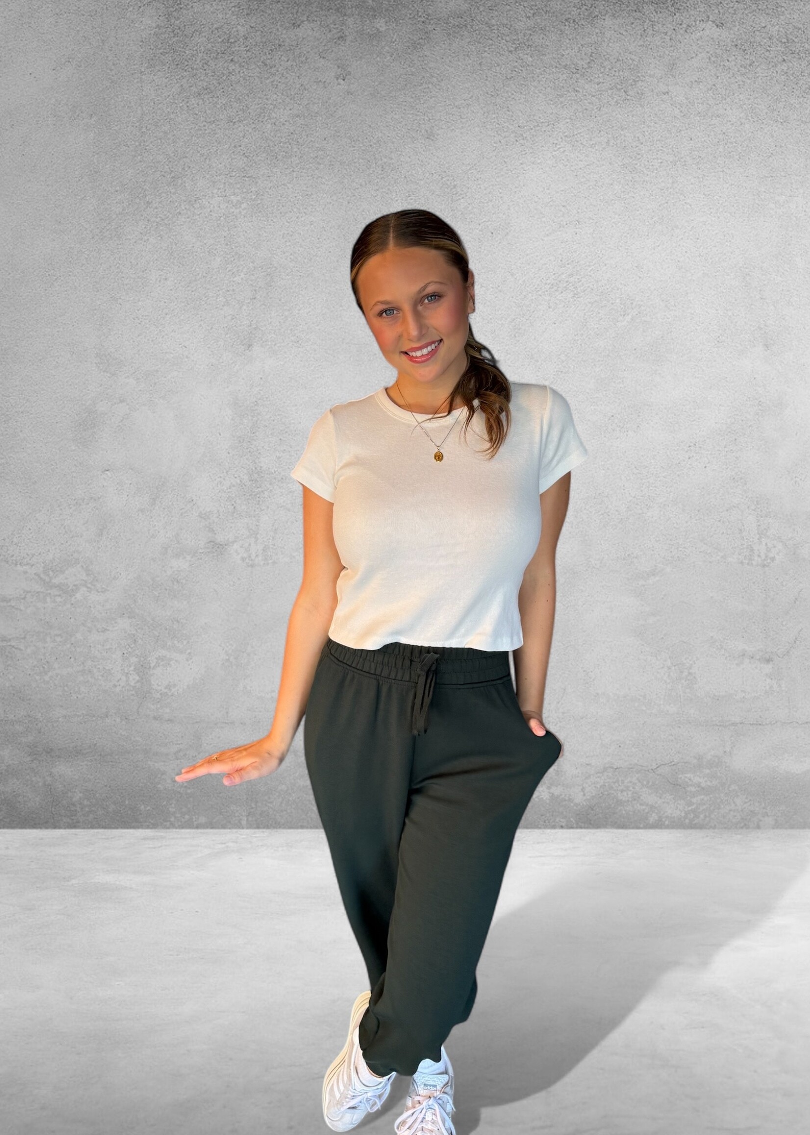 Bloom and Company Knit Cotton Short Sleeve Crop Top White