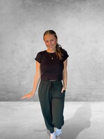 Bloom and Company Knit Cotton Short Sleeve Crop Top Black