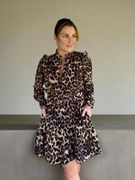 Bloom and Company Leopard Print Fitted Waist Shirt Dress