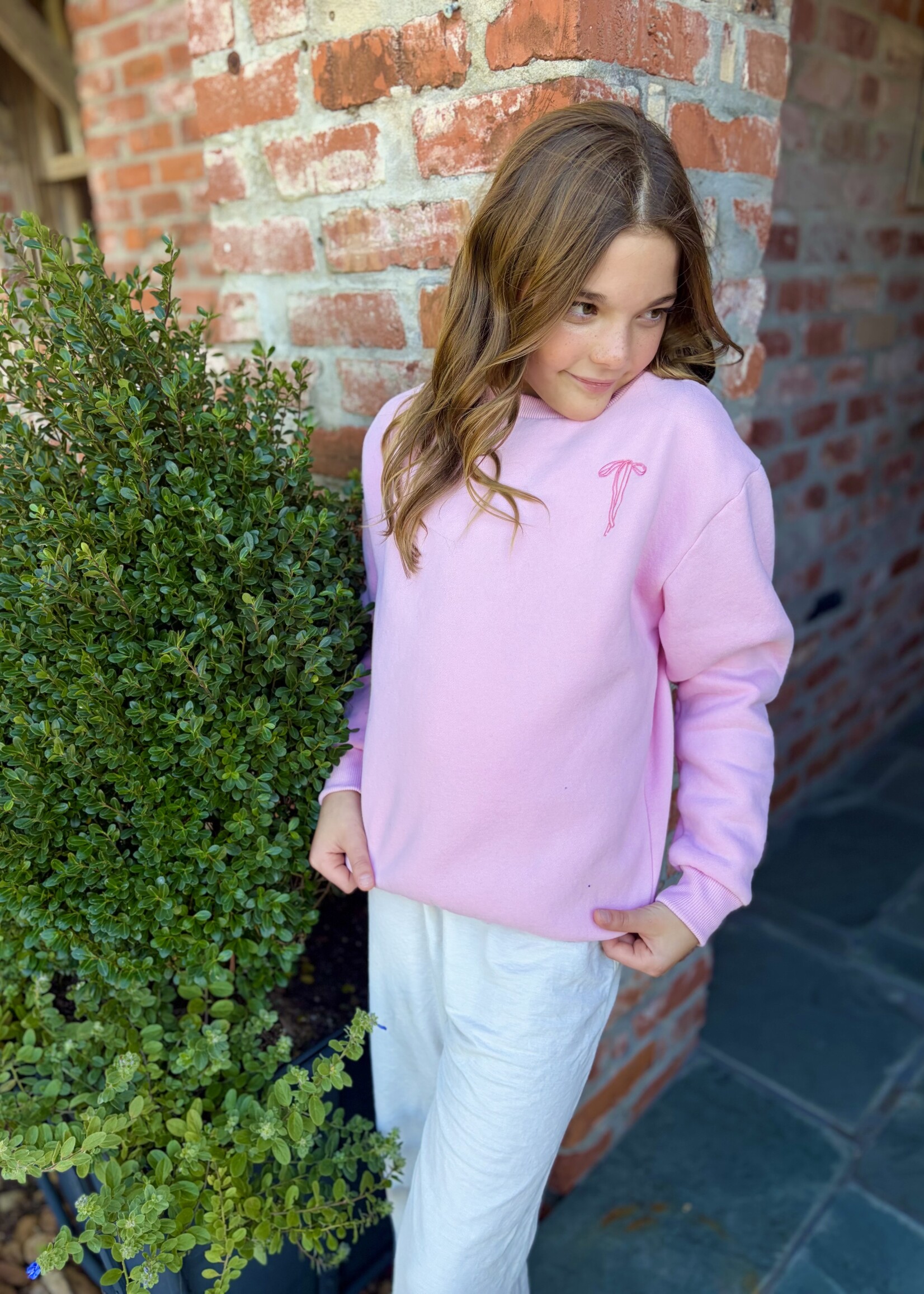 Bloom and Company Youth Pink Faith Over Fear Crewneck