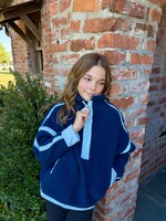 Bloom and Company Youth Fuzzy Navy Cropped Quarter Zip