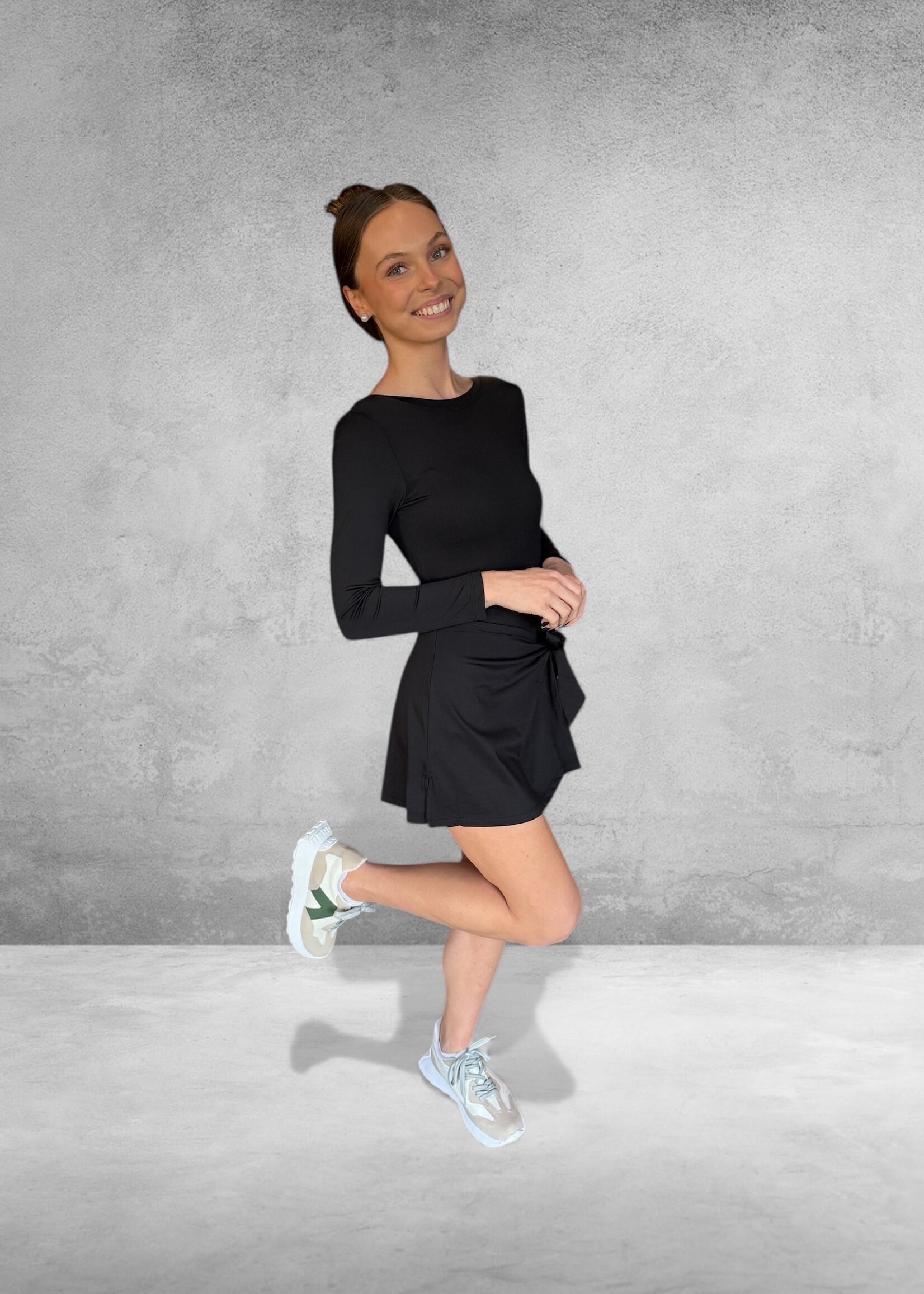 Bloom and Company Black Long Sleeve Tennis Mini Dress