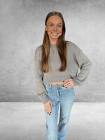 Bloom and Company Crop Exposed Seam Pullover Sweater Gray