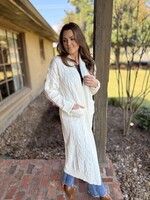 Bloom and Company Chunky Cable Knit Long Cardigan White