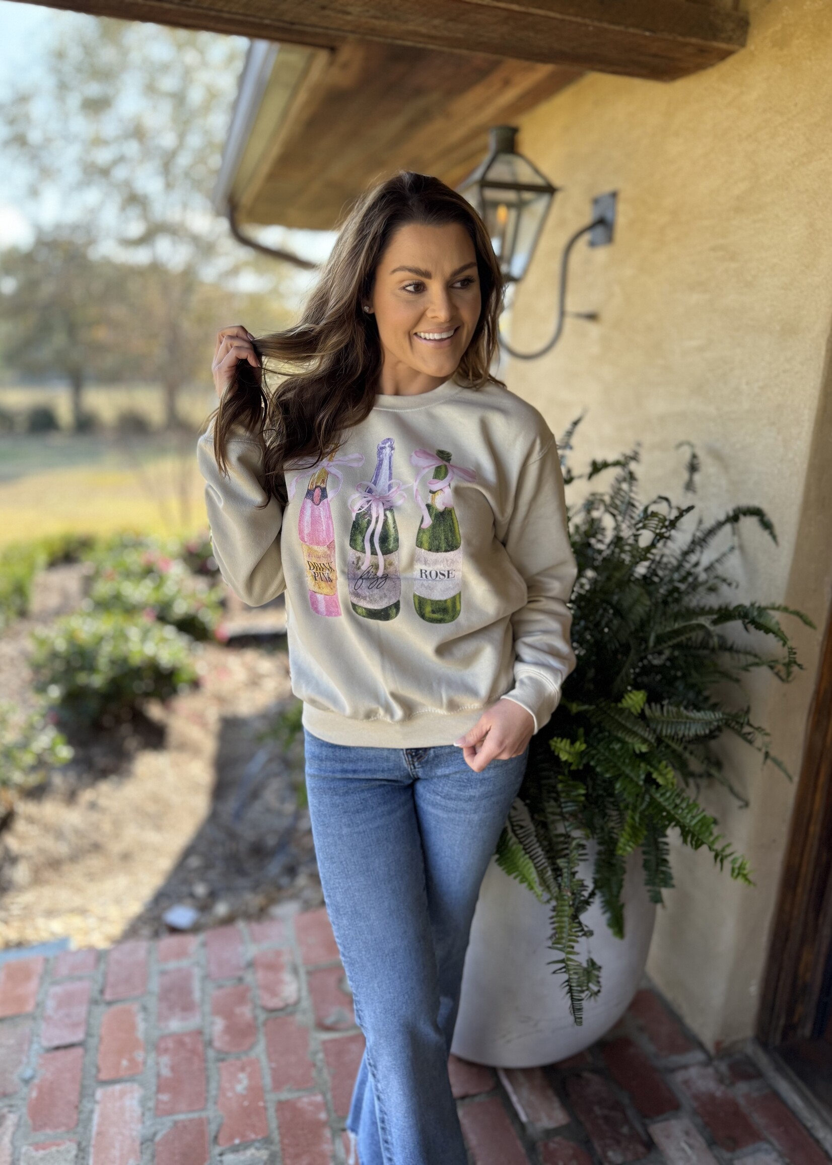 Bloom and Company Watercolor Champagne Bottles Sweatshirt